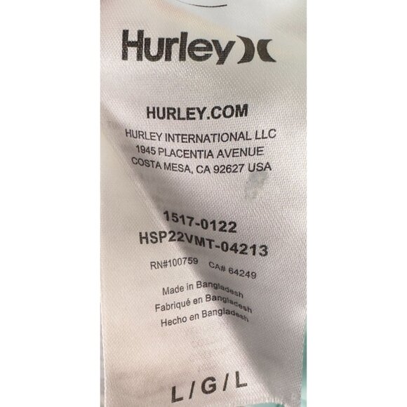 Hurley T-Shirt Mens L Light Blue Graphic Tropical Island Vibes Pineapple Design - Picture 8 of 11